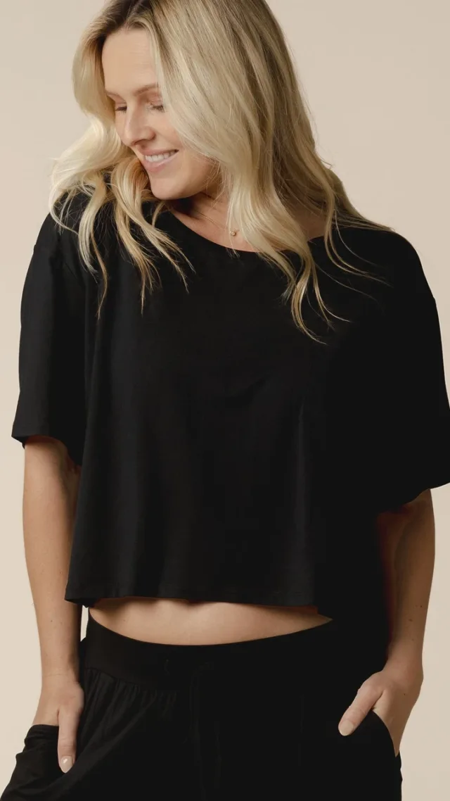 Aria Bamboo Casual Cropped Short Sleeve Top