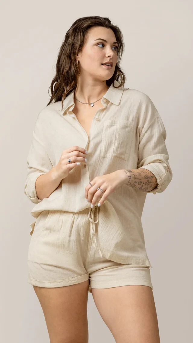 Reese Oversized Linen Button Down Shirt