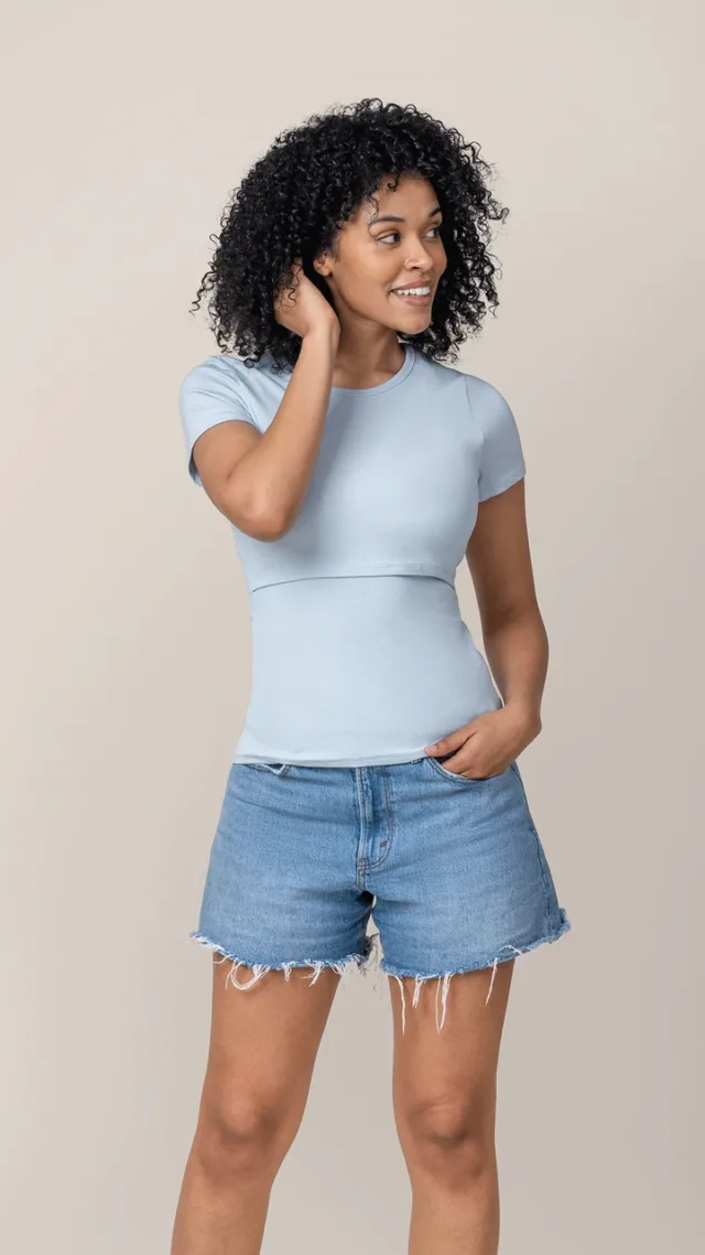 Ribbed Bamboo Crew Neck Nursing T-Shirt