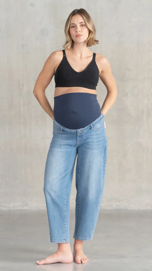 Barrel-Leg Over Bump Maternity Jeans