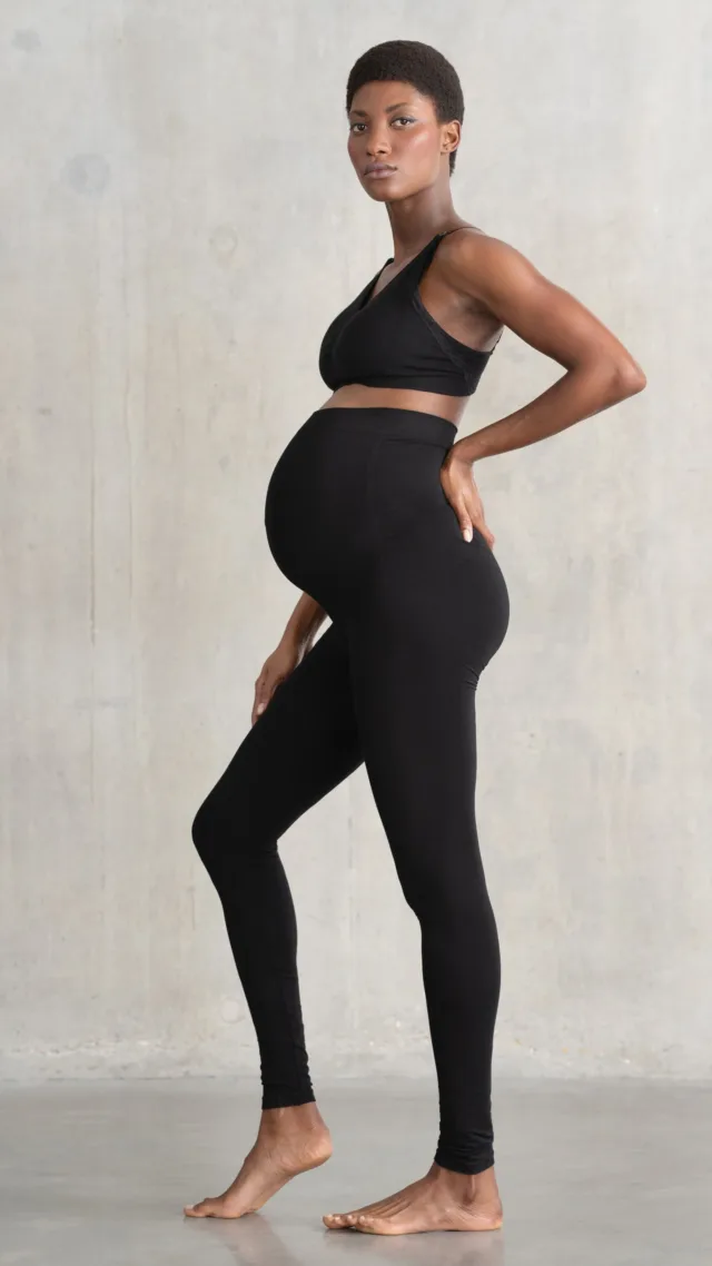 Black Bamboo Over Bump Maternity Leggings