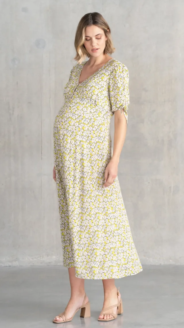 Bow Sleeve Maternity Midi Dress