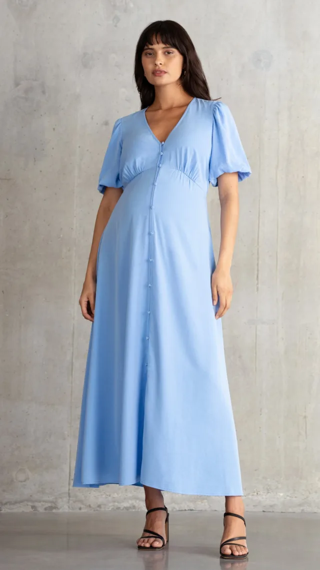 Button-Through V Neck Maternity And Nursing Dress