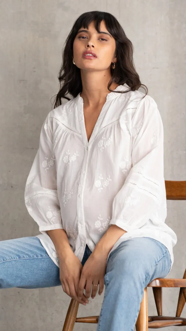 Cotton Broderie Maternity Blouse