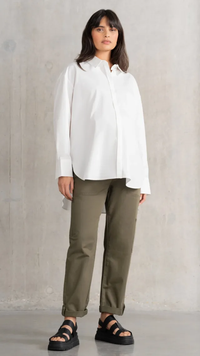 Cotton Curved Hem Maternity Shirt
