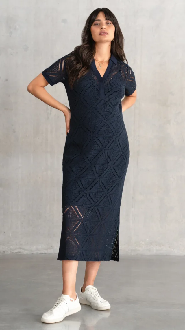 Crochet Knitted Maternity & Nursing Midi Dress