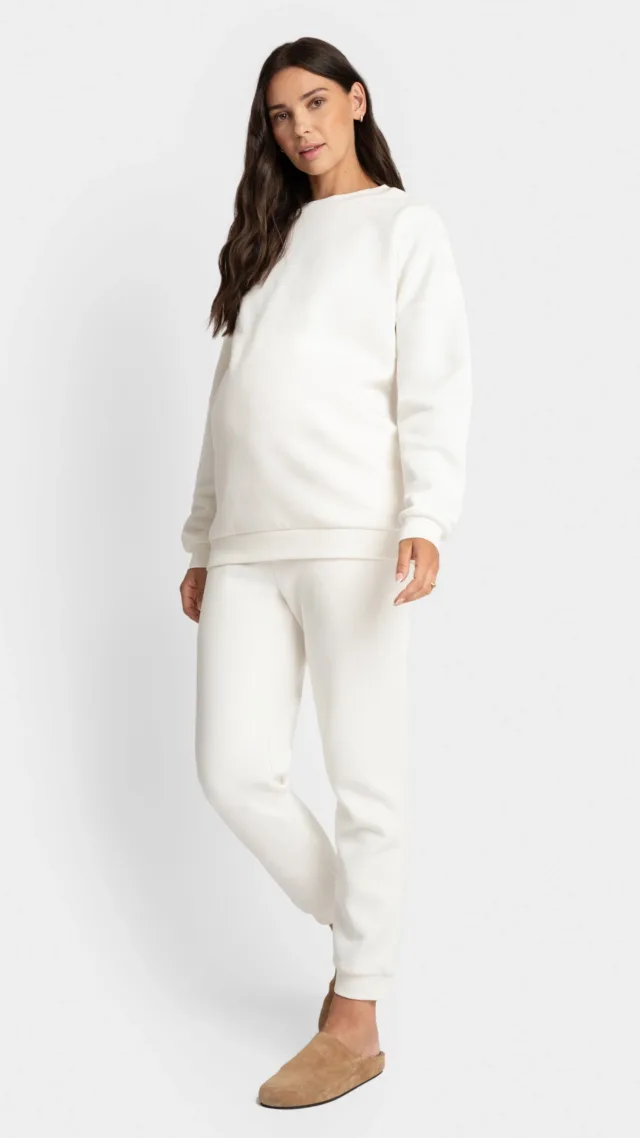 Fleece-Back Maternity Joggers