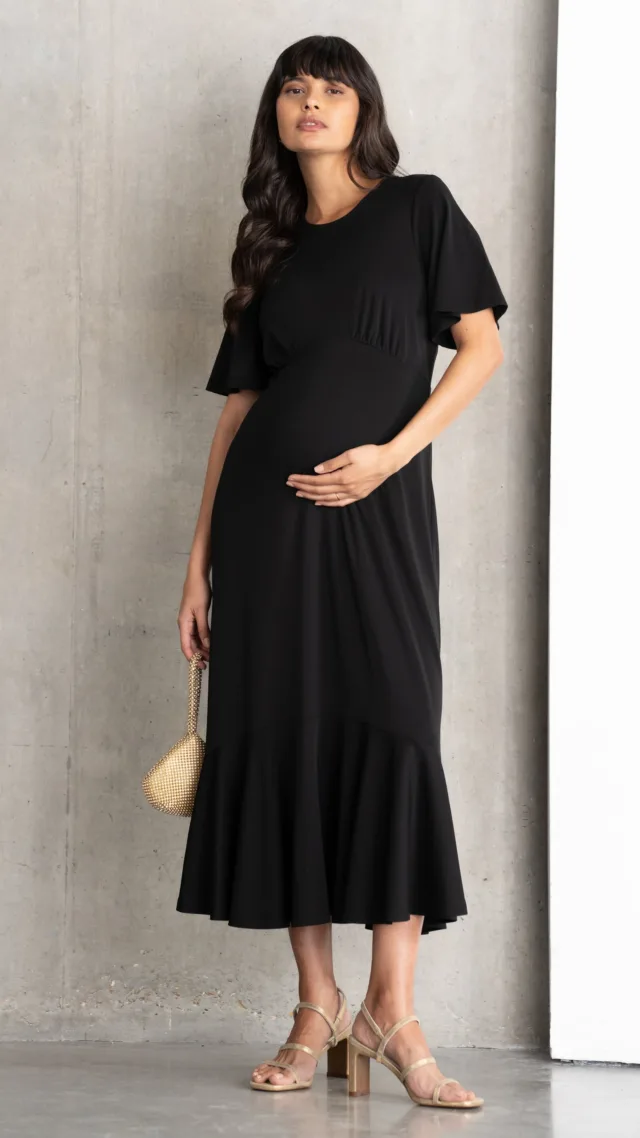 Frill Sleeve Jersey Maternity Dress