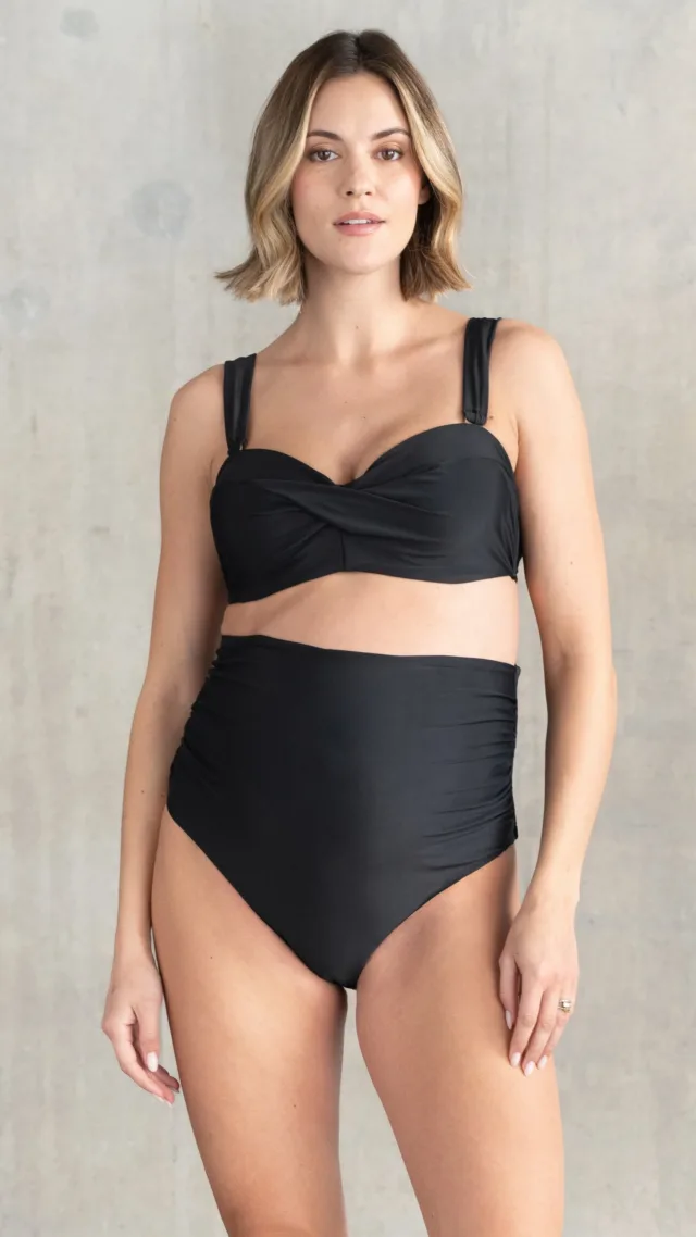 High Waisted Black Maternity Bikini Bottoms