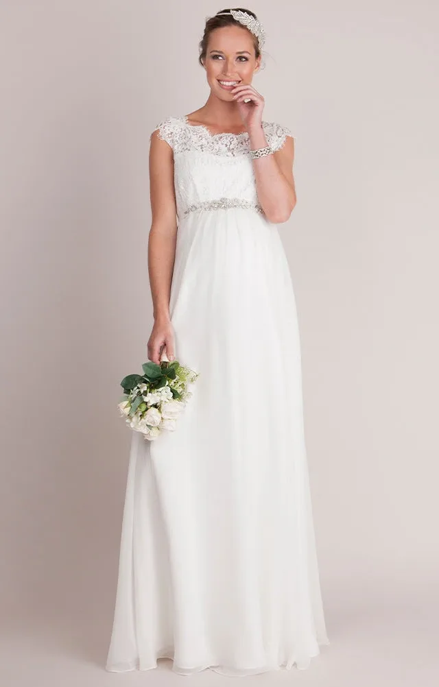 Ivory Silk & Eyelash Lace Maternity Wedding Dress