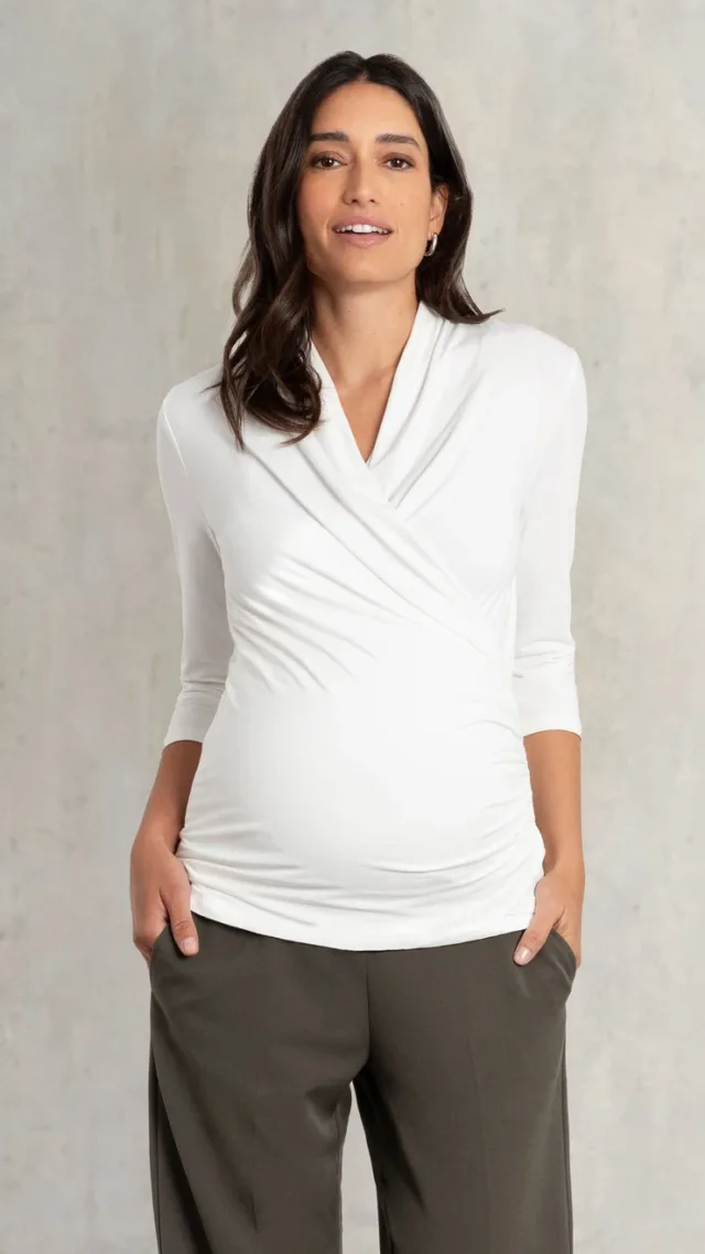 Jersey Maternity -To-Nursing Mock Wrap Top