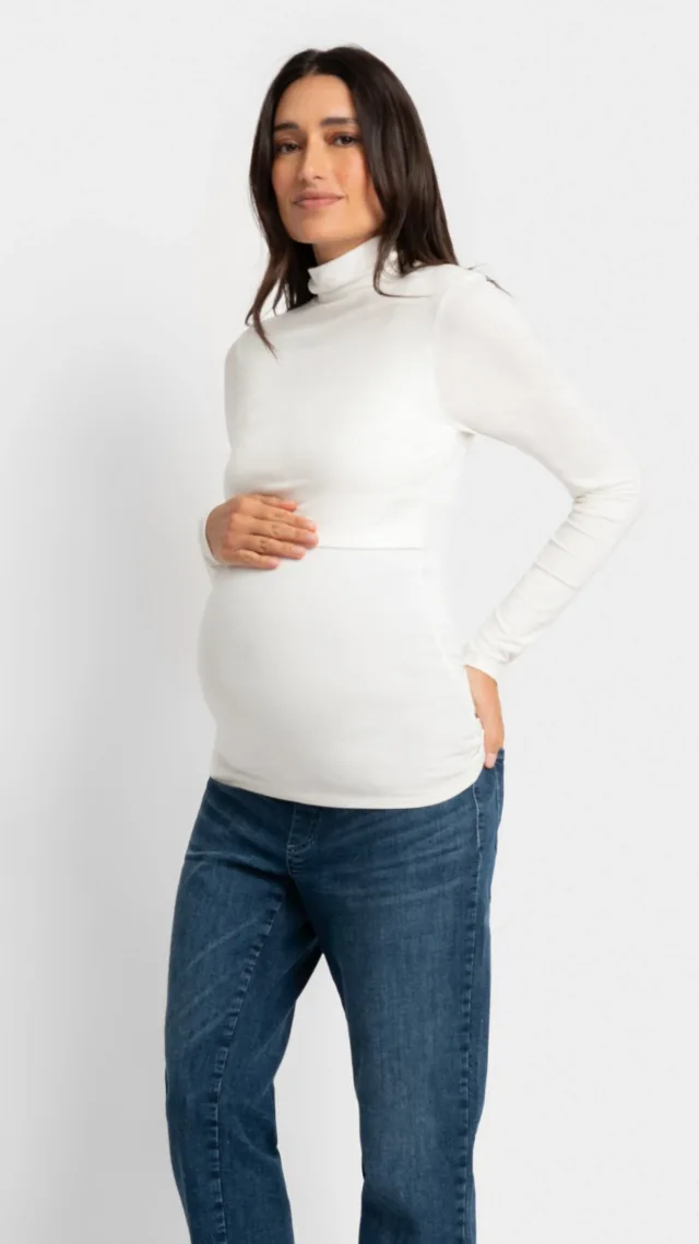 Lift-Up Long Sleeve Jersey Maternity & Nursing Layering Top