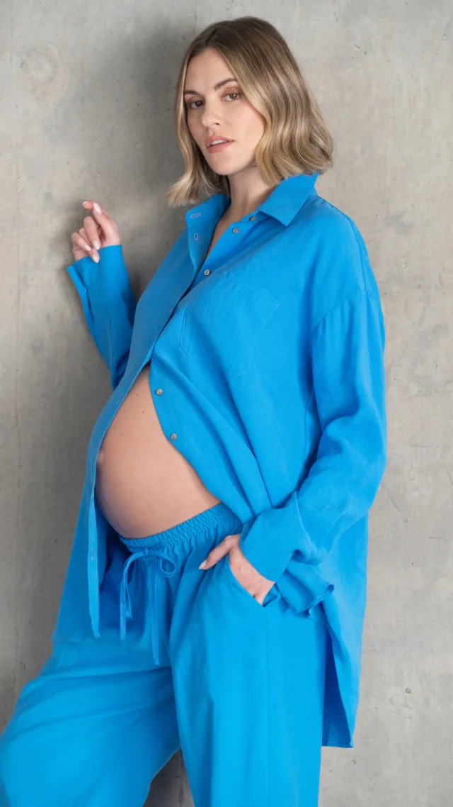 Linen Button-Down Maternity-To-Nursing Shirt