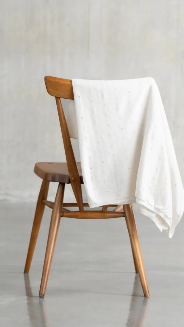 Mini Cotton & Cashmere Ivory White Knitted Baby Blanket