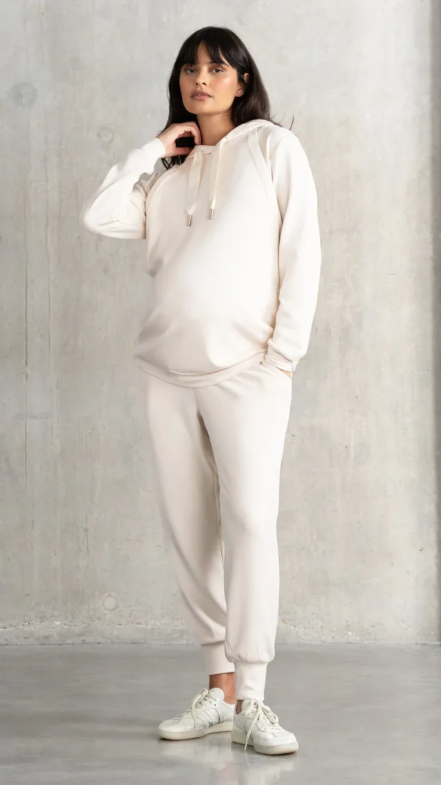 Modal Blend Cream Maternity Joggers