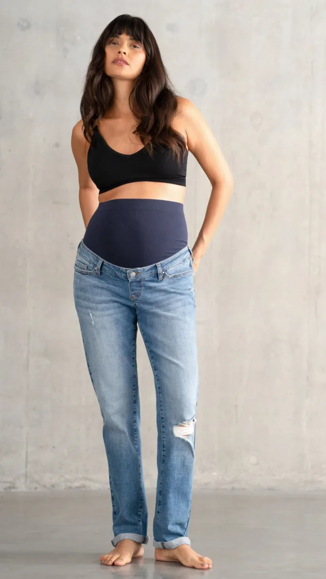 Organic Ripped Boyfriend Maternity Jeans