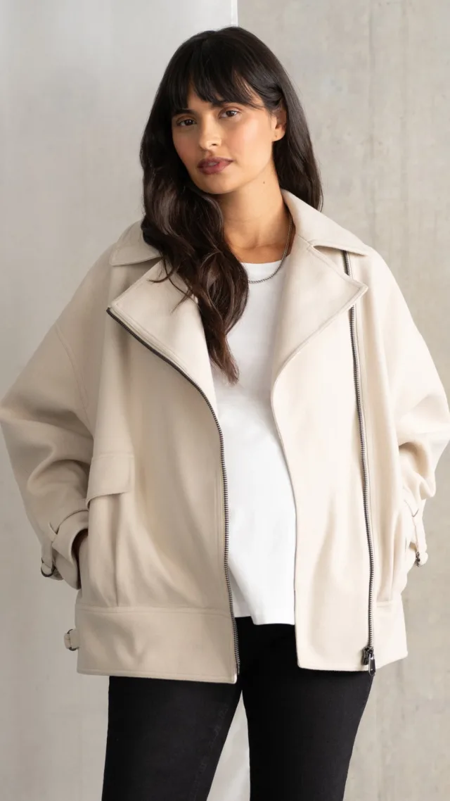 Oversized Maternity Biker Jacket