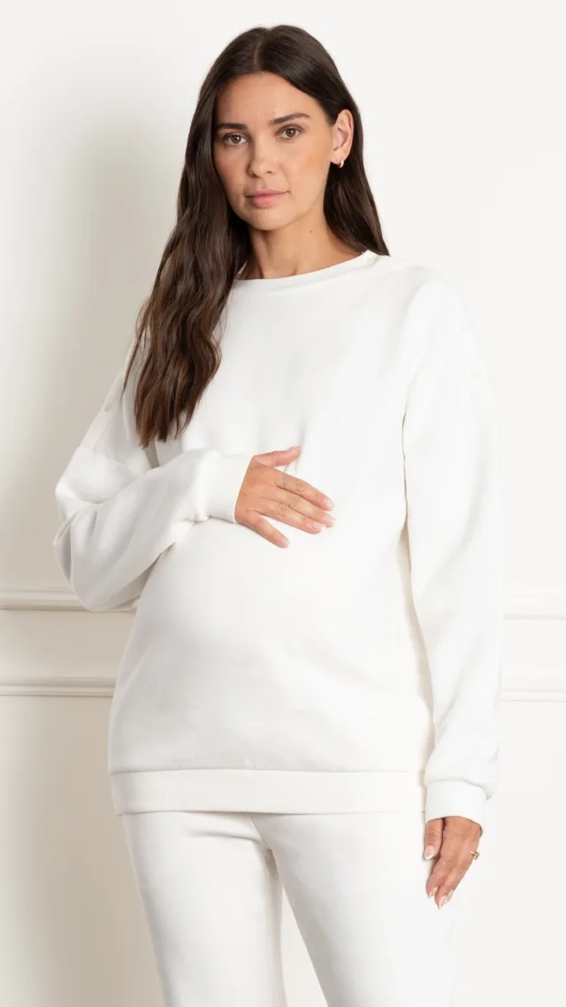 Oversized Maternity Jumper With Nursing Poppers