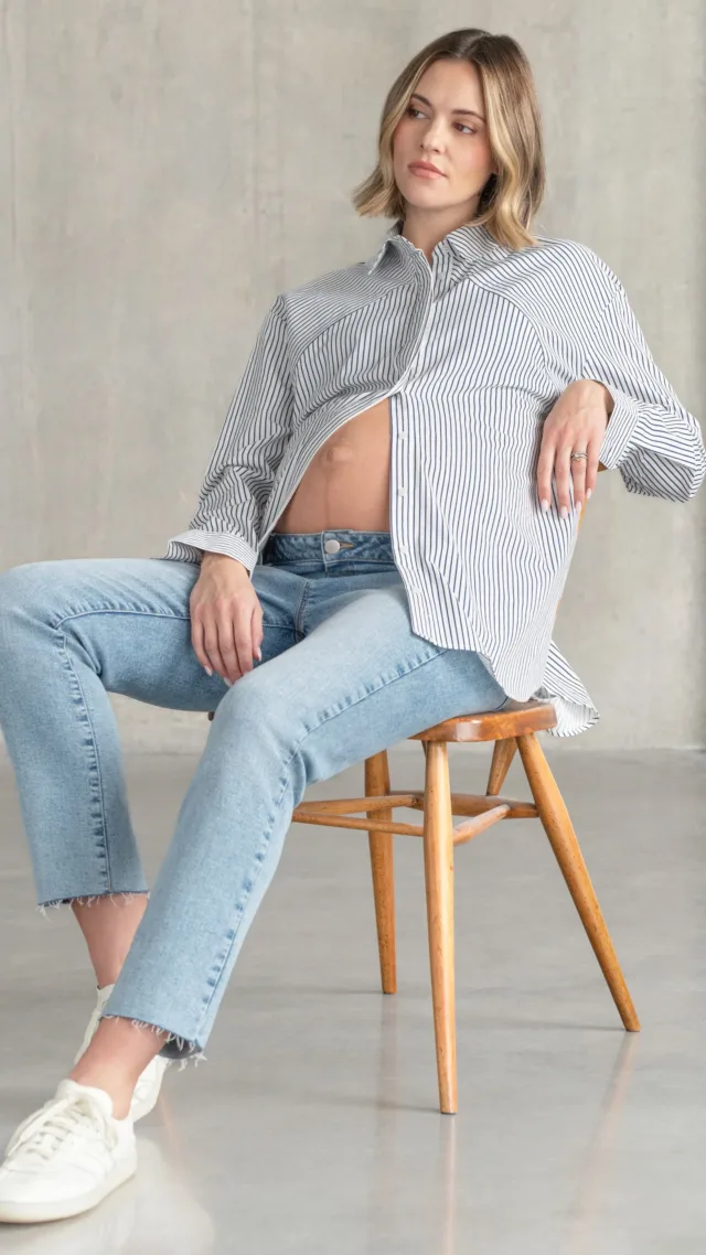 Pinstripe Maternity & Nursing Shirt