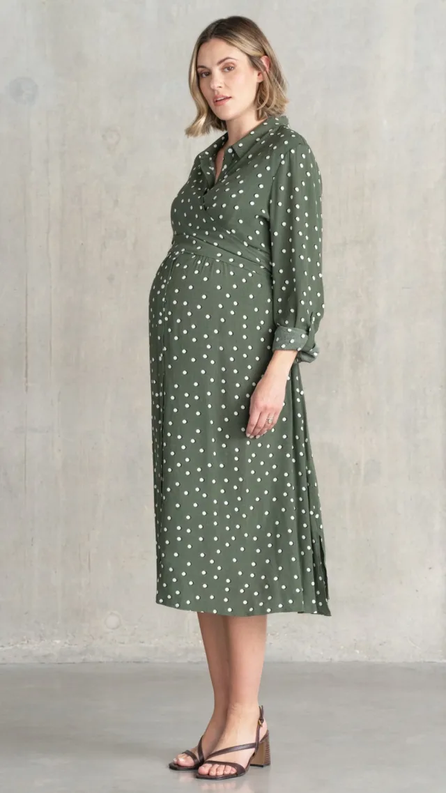 Polka Dot Maternity & Nursing Shirt Dress