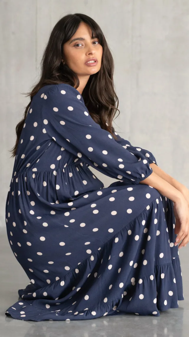 Polka Dot Tiered A-Line Maternity & Nursing Dress