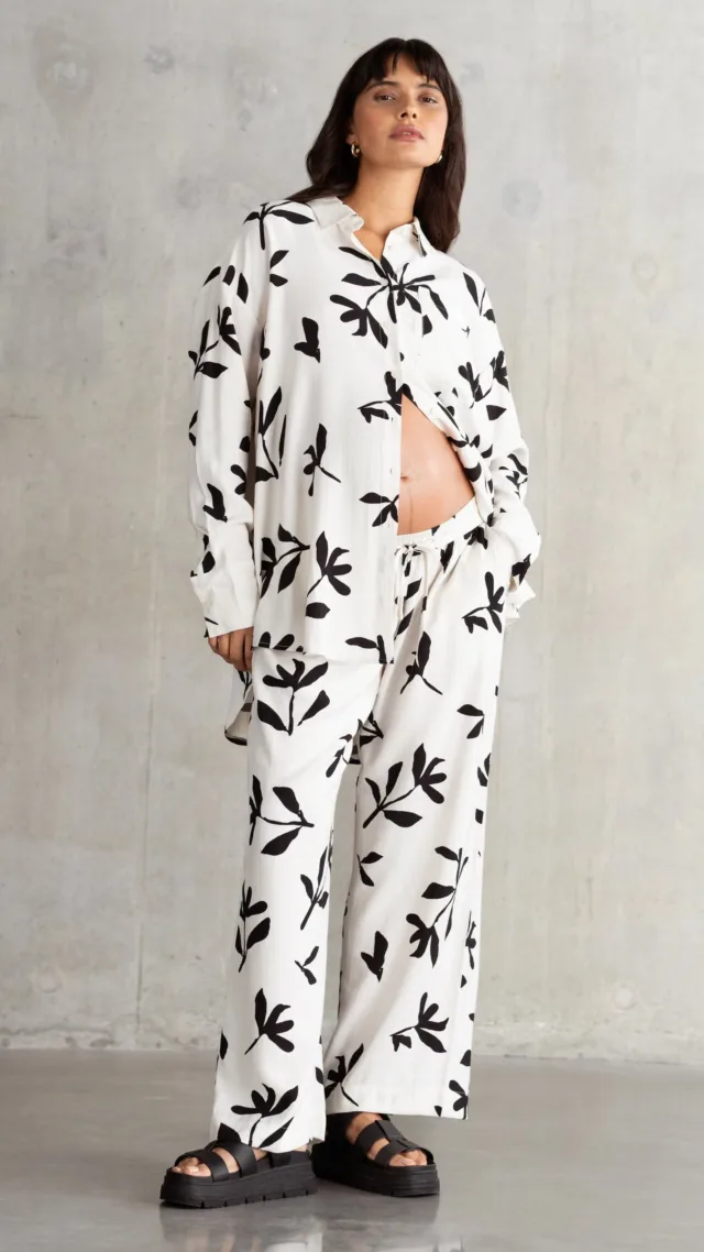 Print Co-Ord Wide-Leg Woven Maternity Trouser