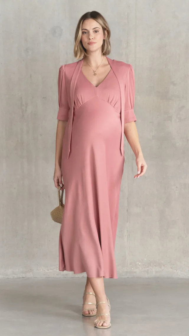 Puff Sleeve Tea Maternity Dress