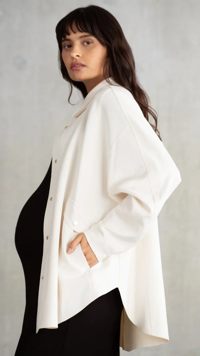 Relaxed Fit Maternity Shirt Jacket