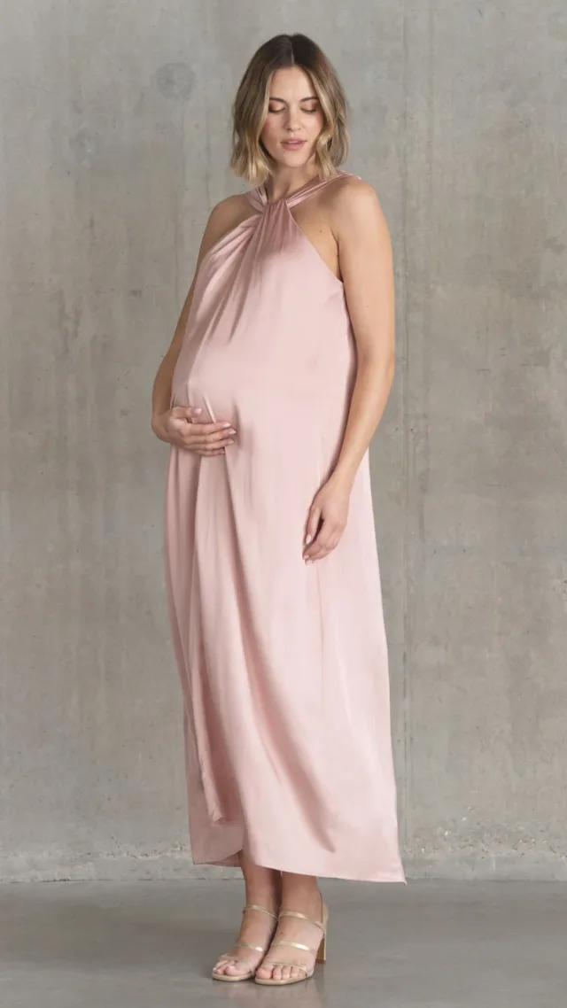 Reversible Halter Neck A-Line Maternity Dress