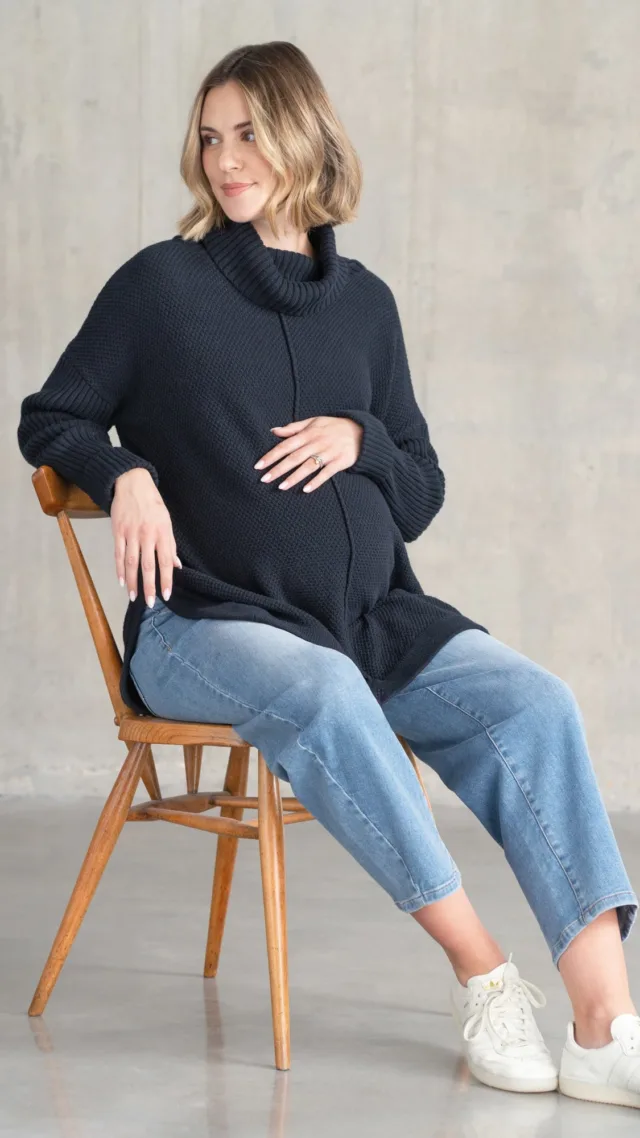 Roll Neck Knit Maternity & Nursing Sweater