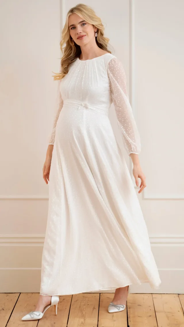 Satin Devore Chiffon Maternity Wedding Dress