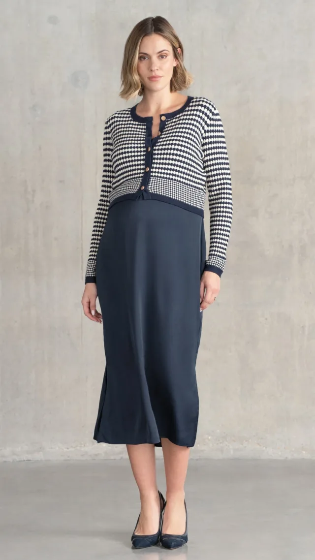 Scalloped Nursing Cardigan With Maternity Woven Skirt