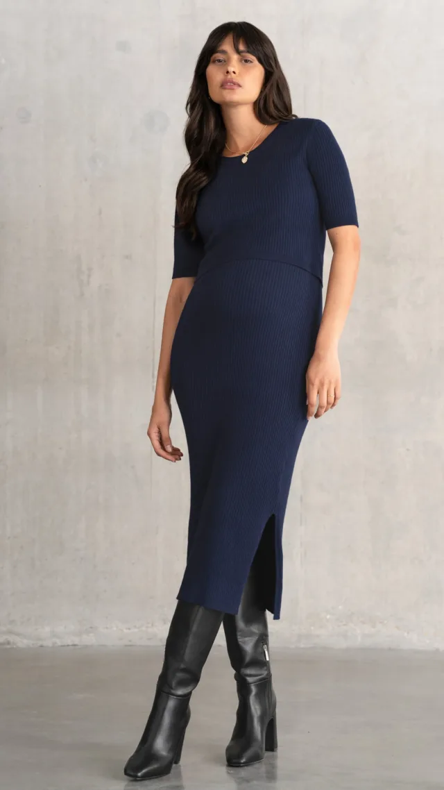 Super-Soft Rib Knit Maternity & Nursing Bodycon Dress