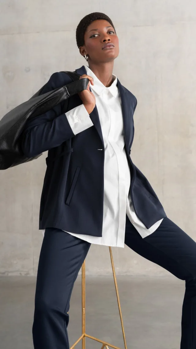 Tailored Navy Maternity Blazer