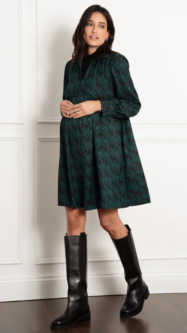 Tunic Layering Maternity Dress With Collar