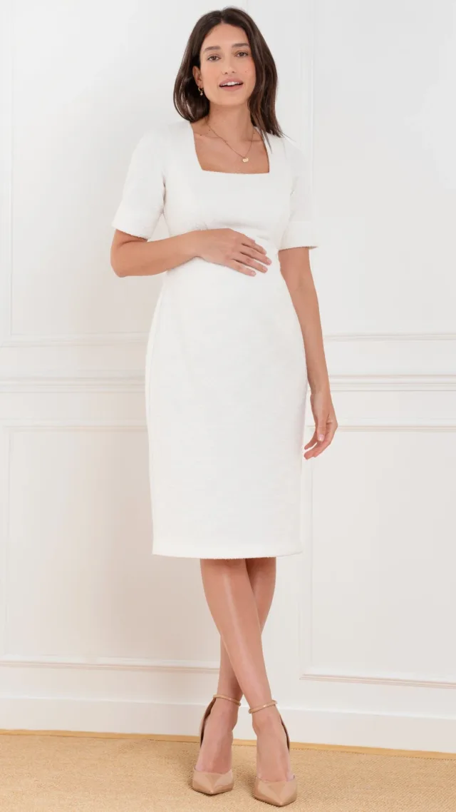 Tweed Midi Maternity Dress