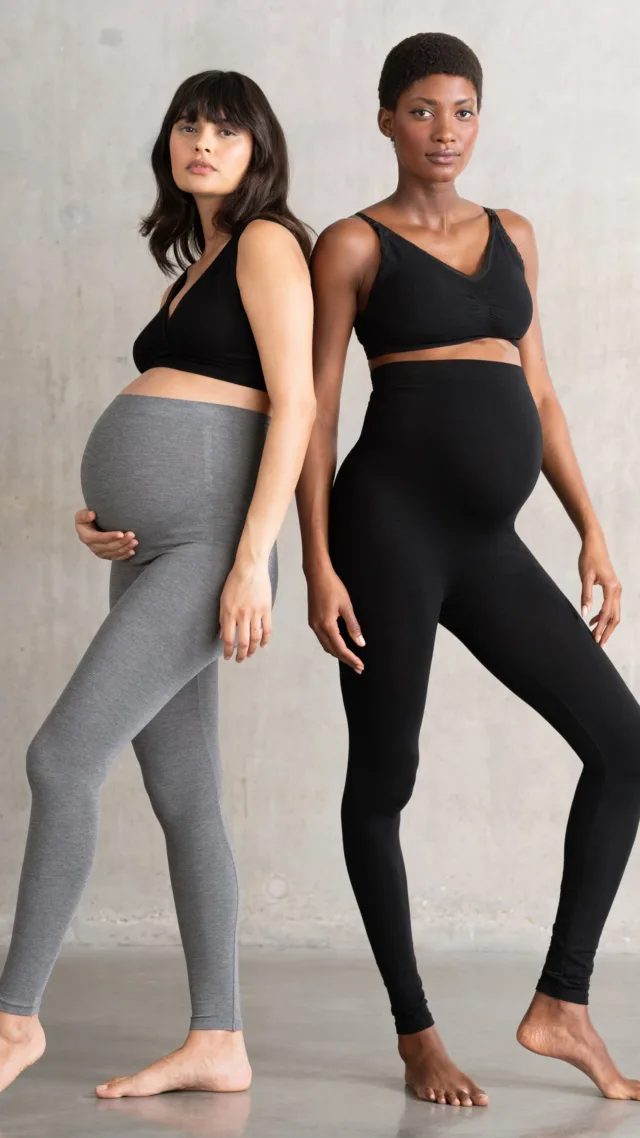 Twin Pack Bamboo Maternity Leggings – Black & Grey