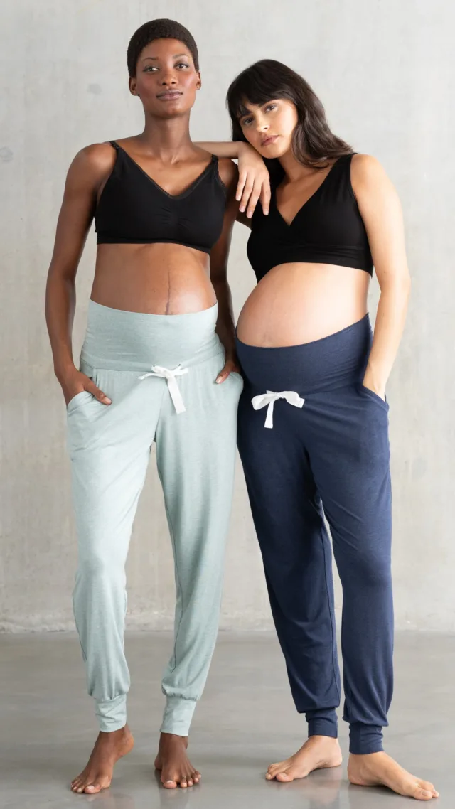 Twin Pack Maternity Lounge Pants – Navy & Sage