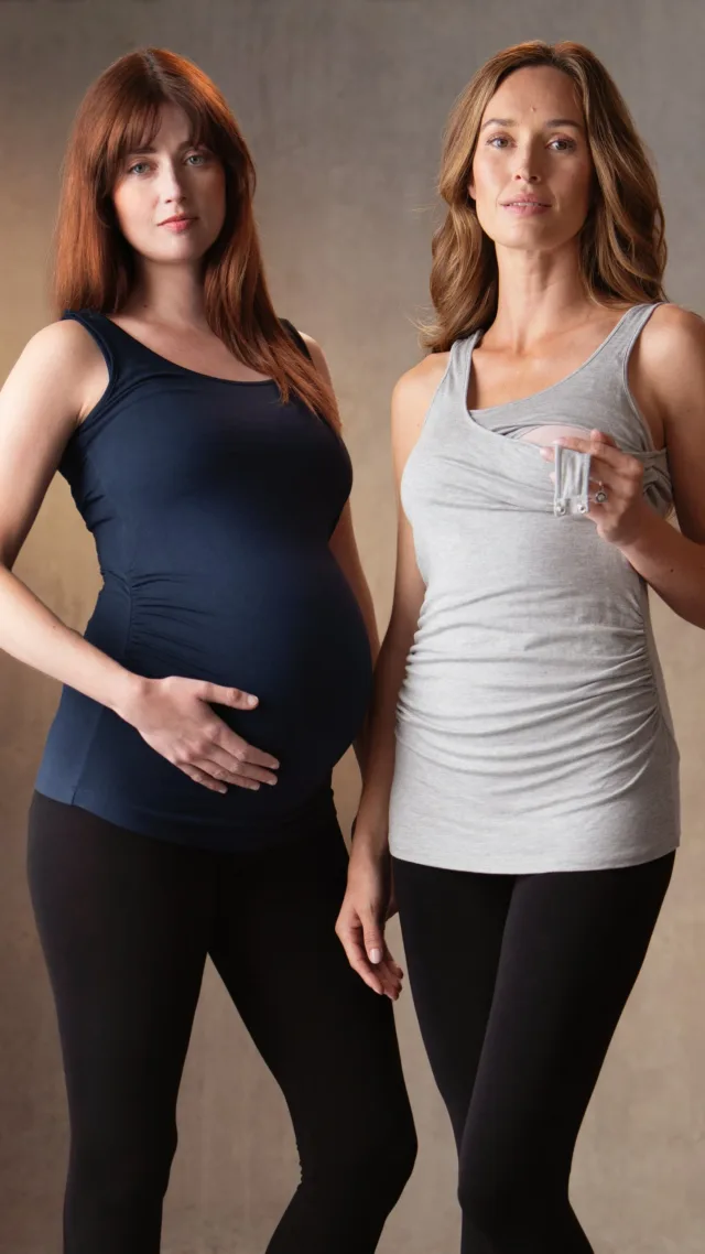 Twin Pack Maternity & Nursing Tank Tops – Grey & Navy
