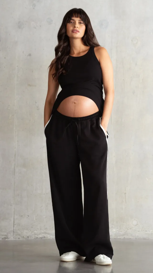 Under Bump Wide Leg Side Stripe Maternity Trouser