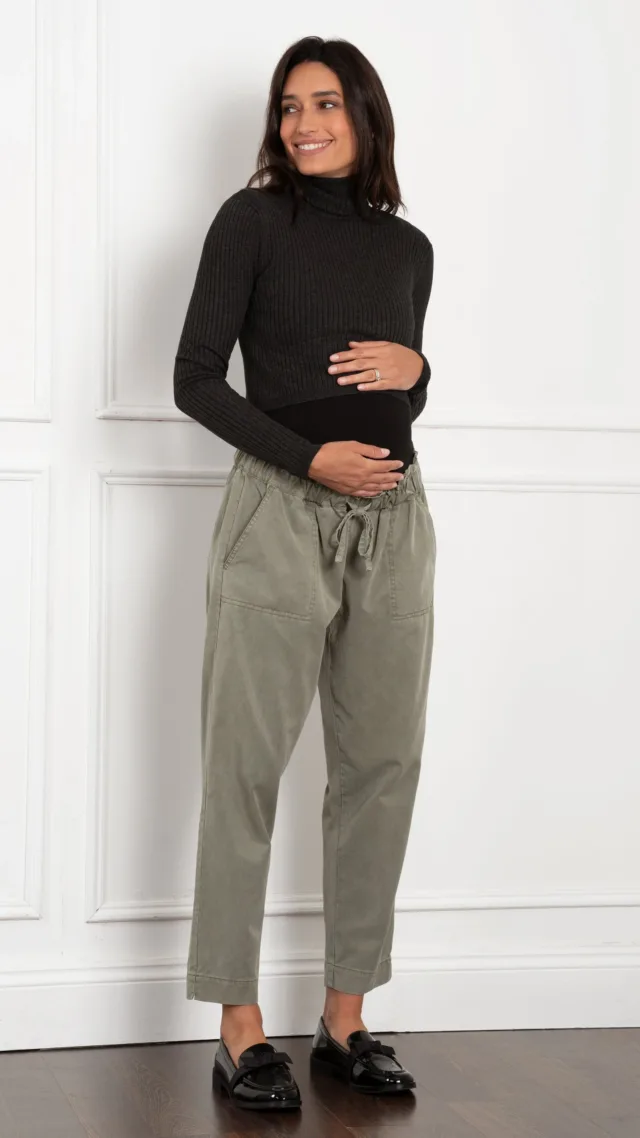 Woven Under Bump Maternity Jogger With Drawstring Waist