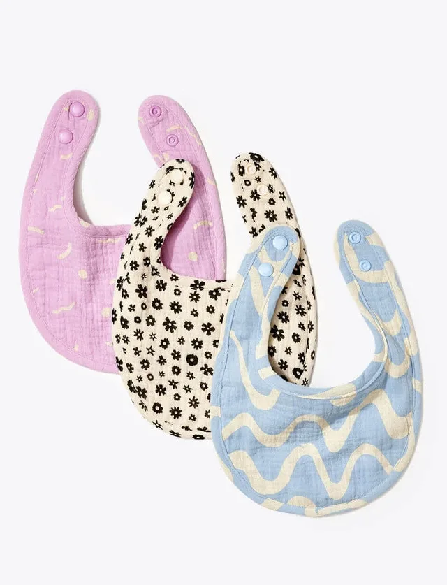 Organic Muslin Drool Bib Set